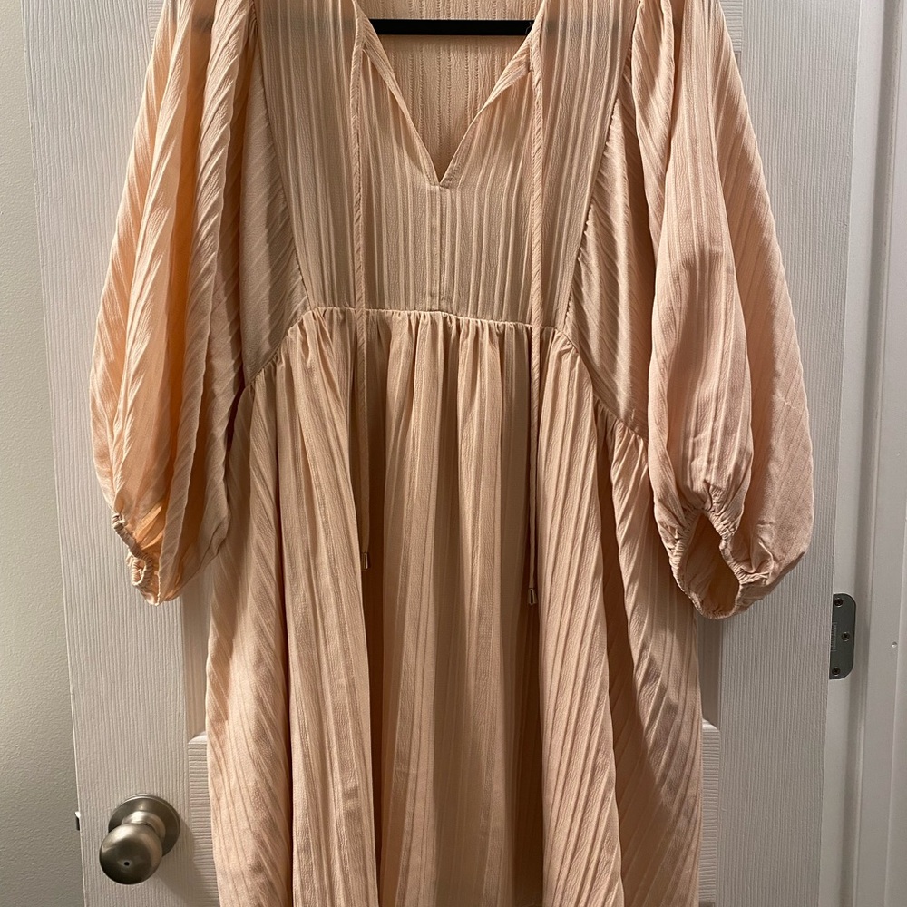 Elegant Peach Pleated Dress
